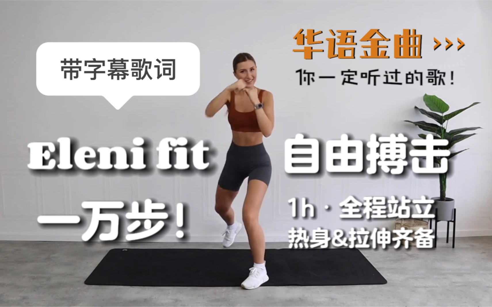 [图]【自用】Eleni Fit1小时自由搏击燃脂走&你一定听过的华语KTV金曲歌单~全程站立！室内一万步减肥还能实现欢唱自由！快乐暴汗、带歌词字幕和MIZI站立拉伸