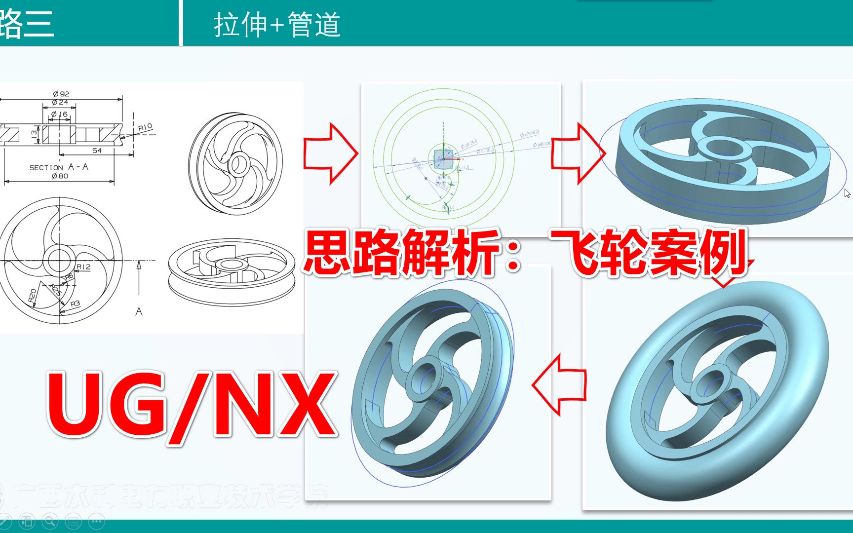 机械CAD/CAE (UG/NX)思路解析:飞轮案例,你觉得哪种思路最优?哔哩哔哩bilibili