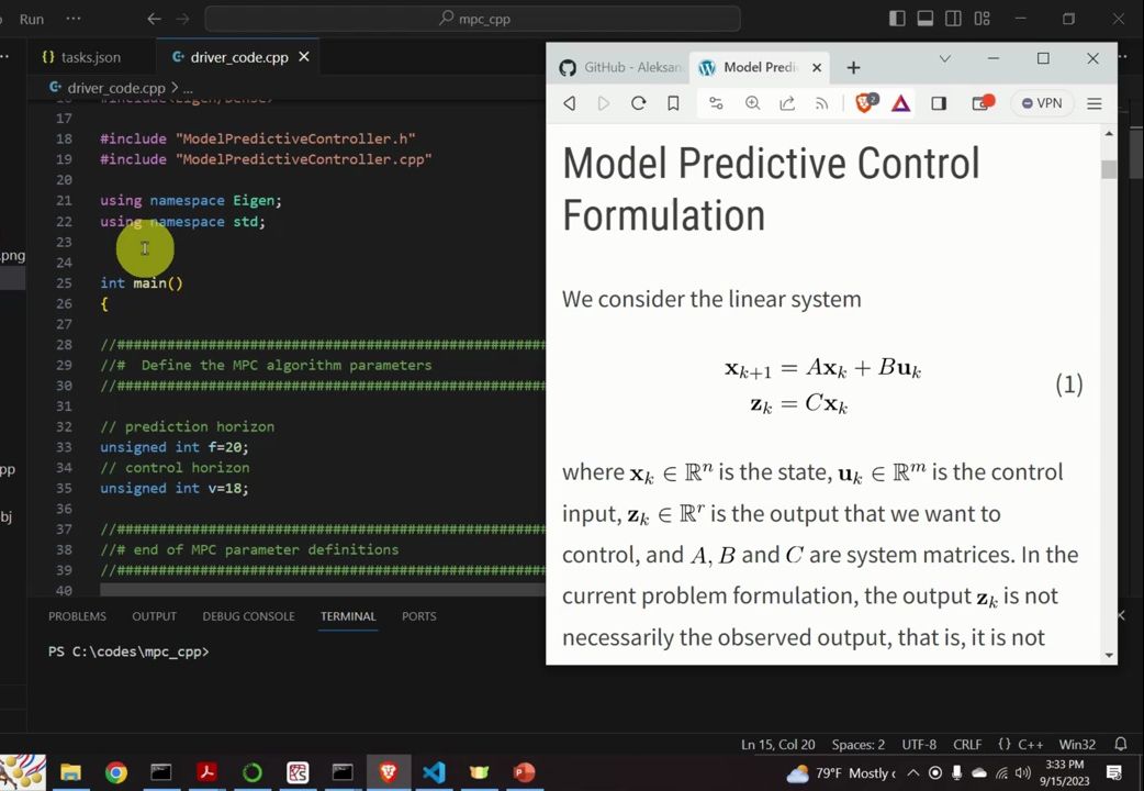 模型预测控制 (MPC) 从推导到C++ 实现,详细教程 仅使用 Eigen 库 代码在简介哔哩哔哩bilibili