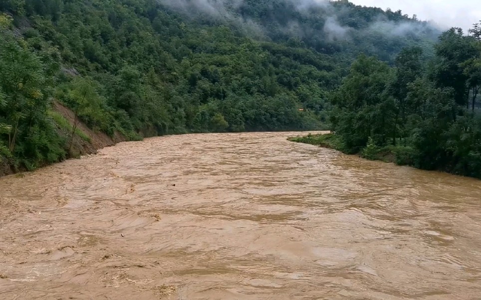 暴雨来袭,家乡的河水暴涨,愿山河无恙
