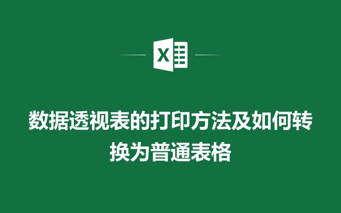 EXCEL表格中数据透视表的打印方法及如何转换为普通表格哔哩哔哩bilibili