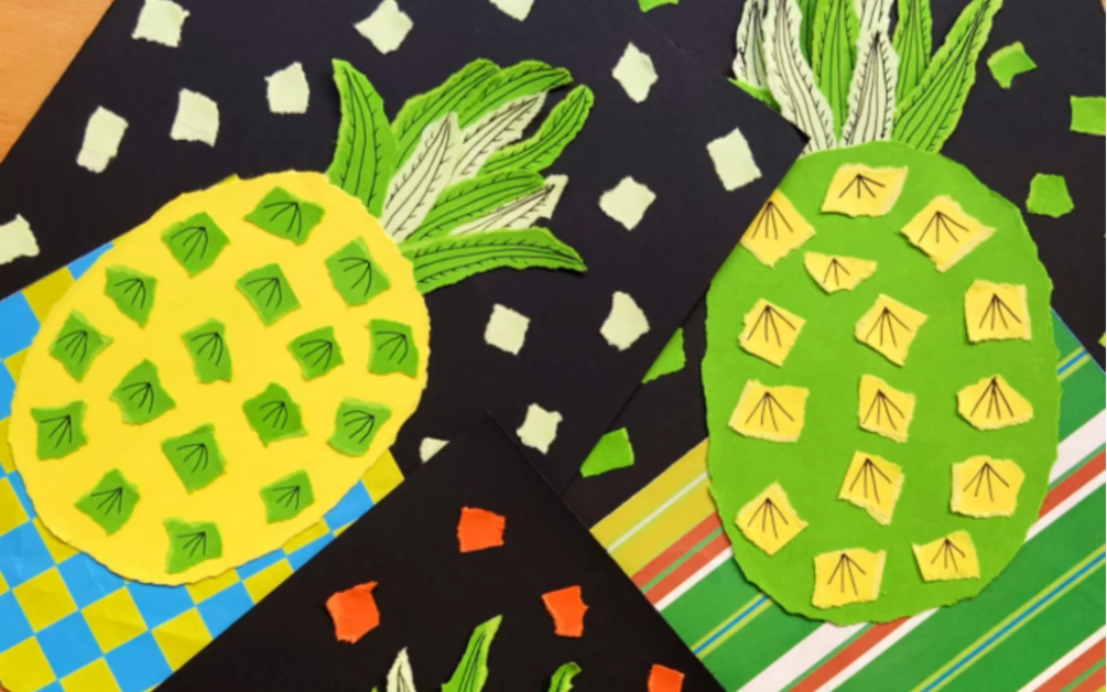 撕纸拼贴画:菠萝_哔哩哔哩_bilibili