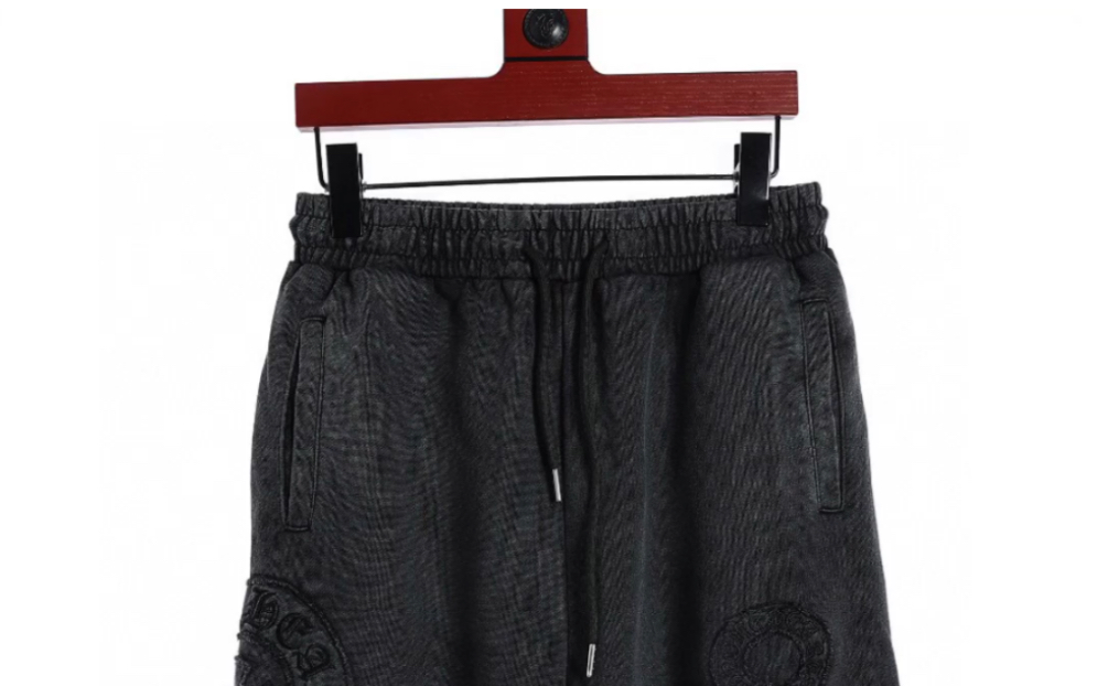 chrome hearts克罗心23ss马蹄铁扣贴布绣水洗做旧短裤