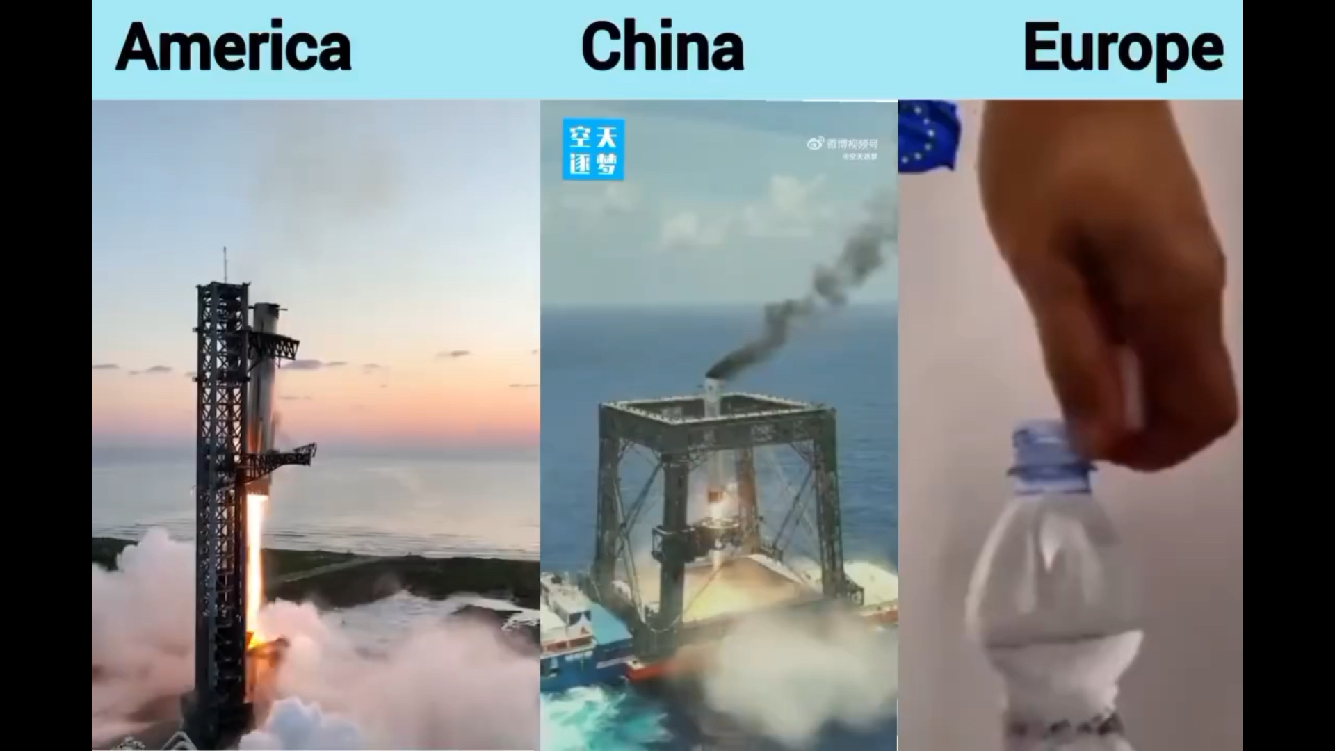 笑拉了，火箭回收后老外做的美、中、欧近期主要科技创新对比：