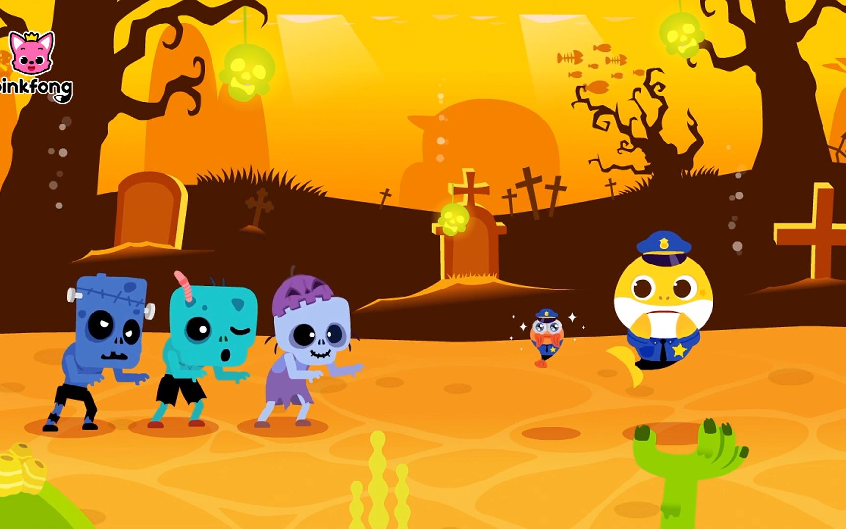 police baby shark vs halloween monsters碰碰狐万圣节故事 鲨鱼宝宝