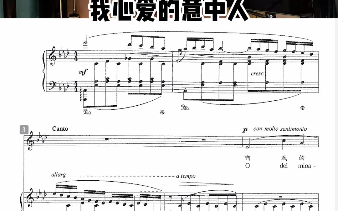 [图]意大利男高音艺术歌曲《我心爱的意中人》，智能钢琴自动正谱伴奏！