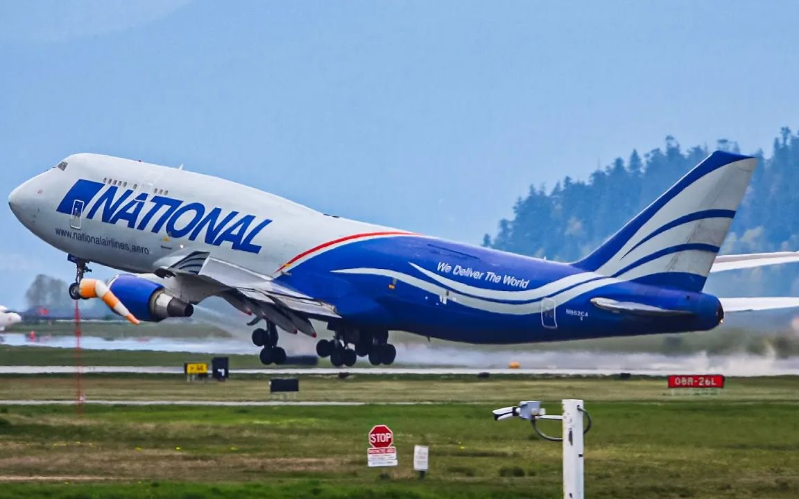 (4k)【eve trapper】你没见过的国家航空b747-400f抵达温哥华机场