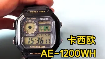 卡西欧AE-1200WH 十年电力 世界地图