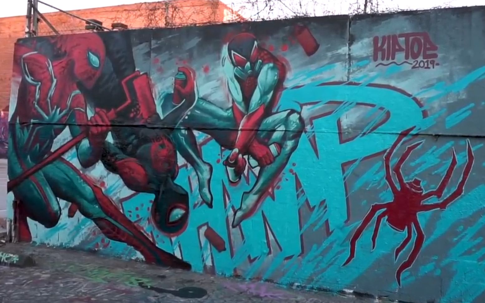 国外超酷的蜘蛛侠涂鸦!kiptoe_哔哩哔哩 (゜-゜)つロ 干杯~-bilibili