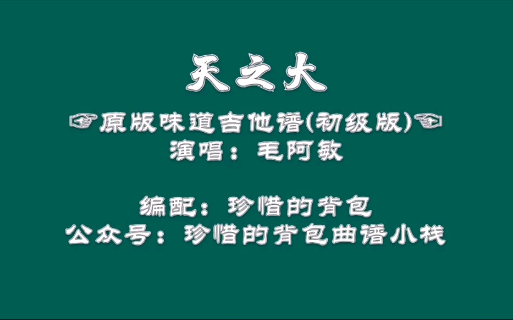 [图]【吉他弹唱】毛阿敏 - 天之大(原版味道吉他谱)