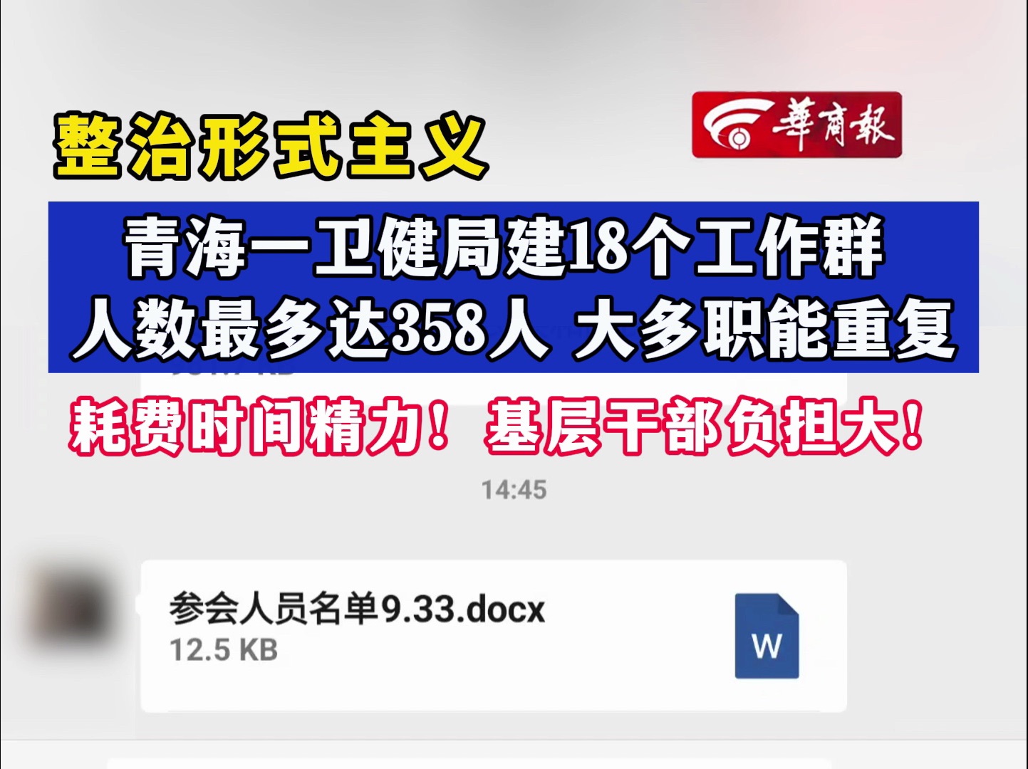 【官方通报青海一卫健局建18个工作群 基层回复应答耗费大量精力】哔哩哔哩bilibili