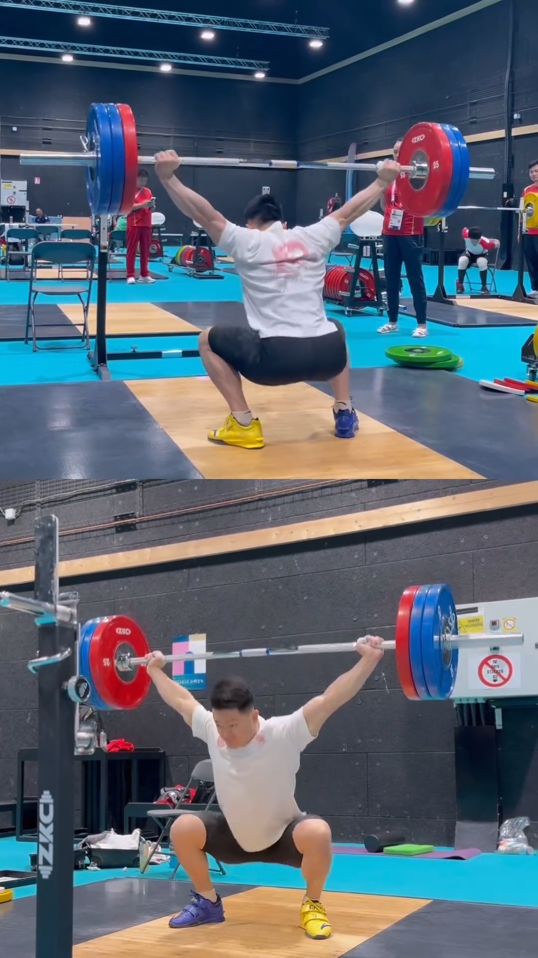 石智勇抵达奥运会赛区,赛前训练150kg抓举