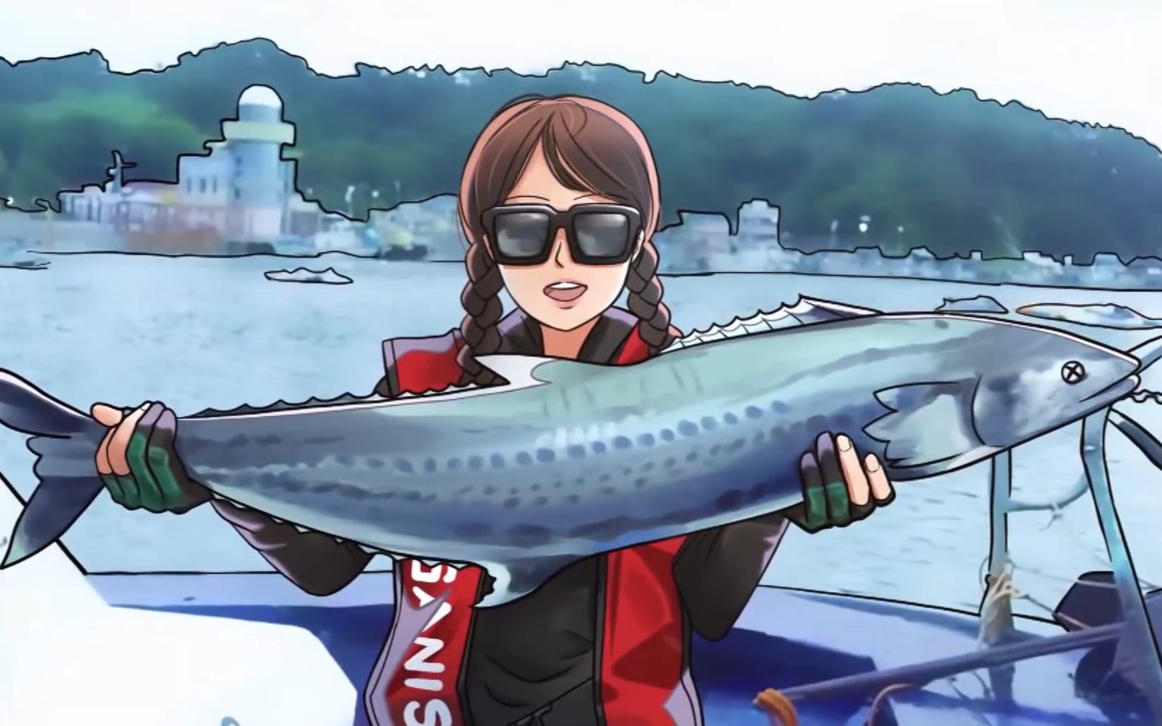 韩国美女玩路亚 挺有意思的