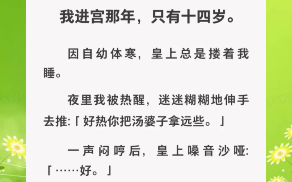 因自幼体寒,皇上总是搂着我睡,夜里我被热醒,迷迷糊糊的伸手去推「好热你把汤婆子拿远些」……zhihu小说《小草妃子》哔哩哔哩bilibili