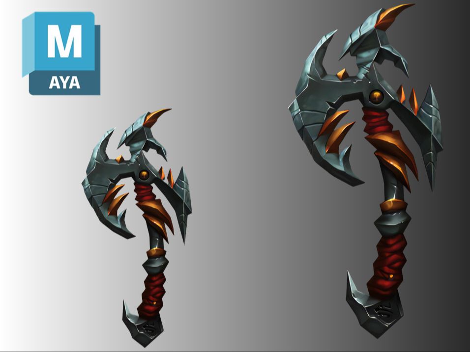 【maya建模】零基础入门武器斧头建模制作