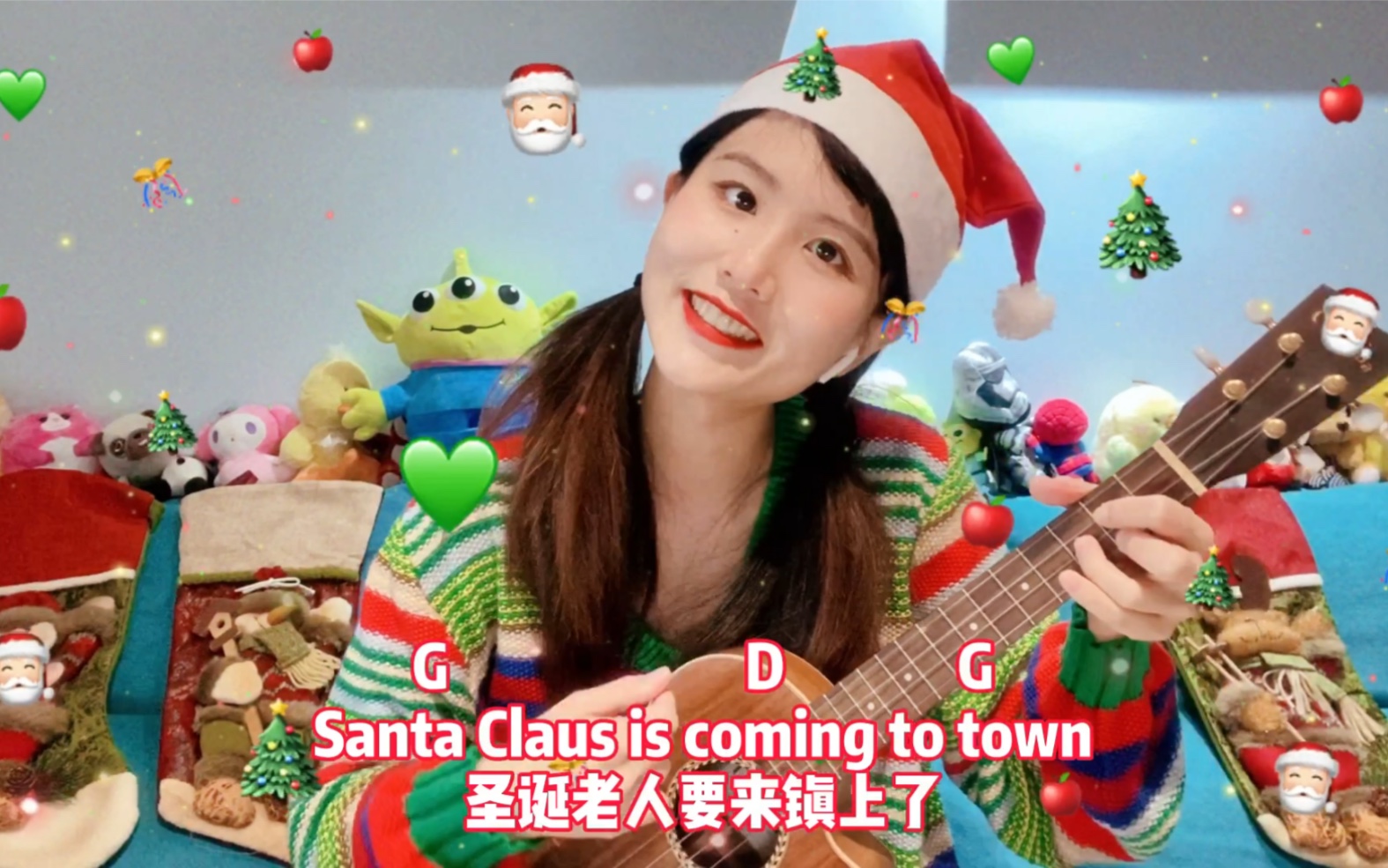 尤克里里弹唱英文儿歌 Santa Claus Is Coming To Town 圣诞老人要来镇上了哔哩哔哩bilibili