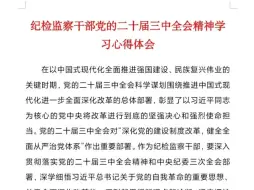 下载视频: 纪检监察干部党的二十届三中全会精神学习心得体会（全文3620字）