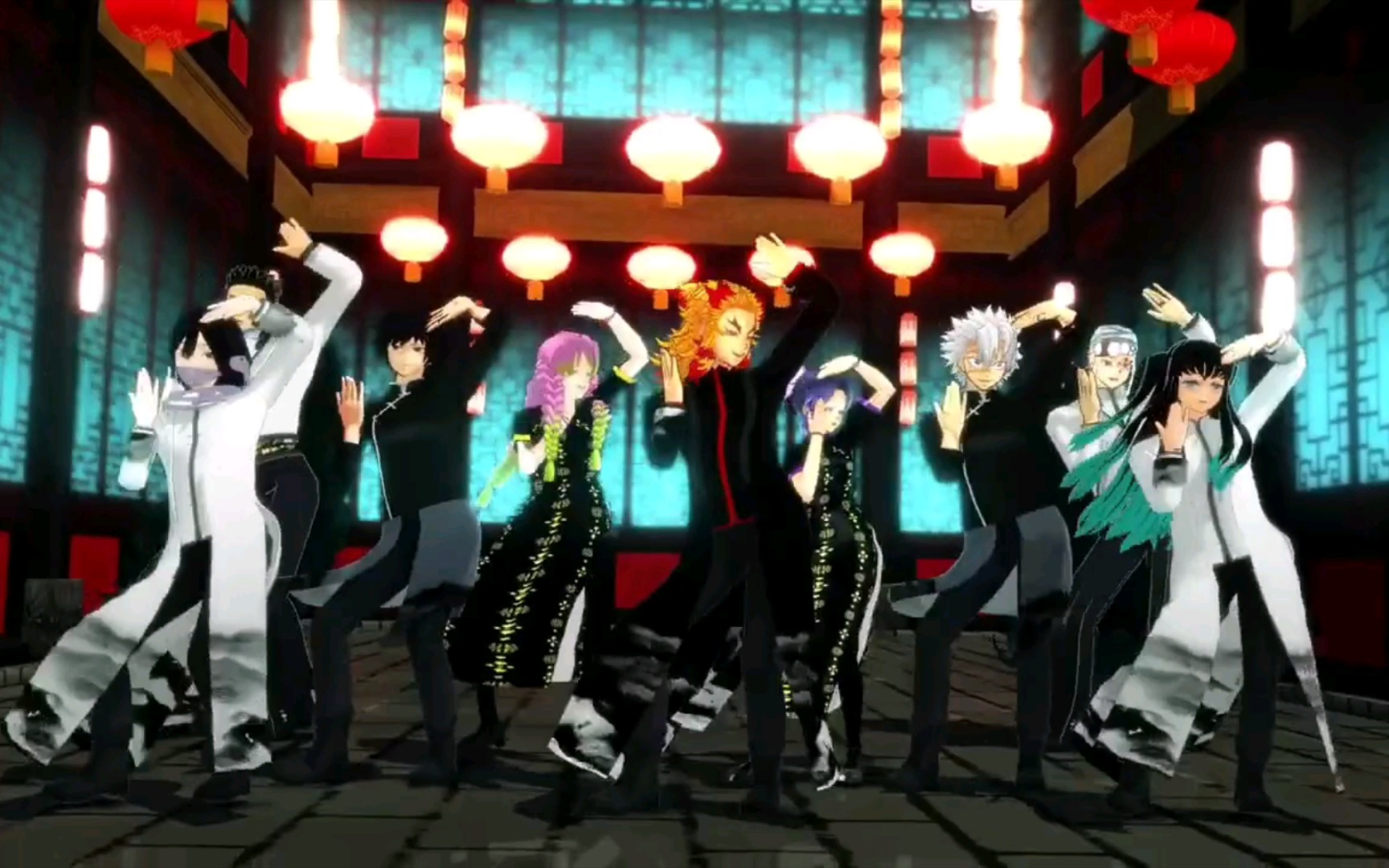 【鬼灭mmd】来天朝旅游的九柱们跳起了桃源恋歌_哔哩哔哩_bilibili