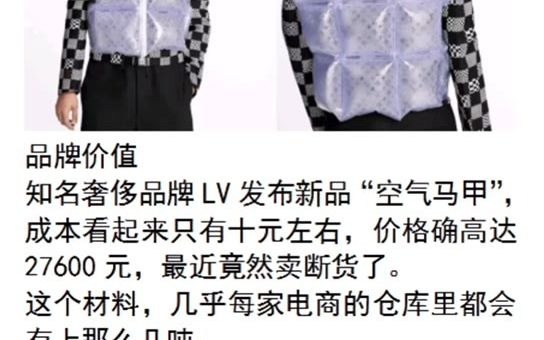 品牌价值 知名奢侈品牌LV发布新品“空气马甲”哔哩哔哩bilibili