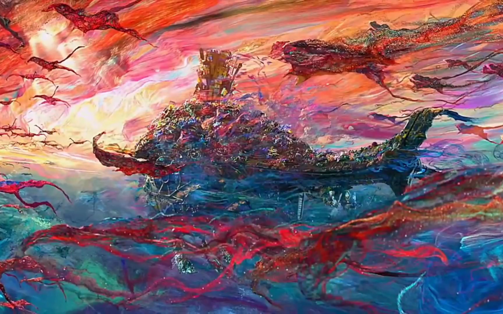 "首部 粒子水墨动画搜 必定十分惊艳" #电影深海"我愿平东海,身沉心不