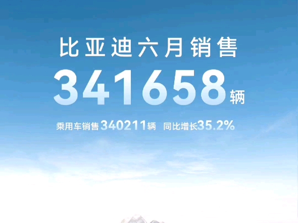 比亚迪2024年6月销量又破新纪录超34万辆哔哩哔哩bilibili