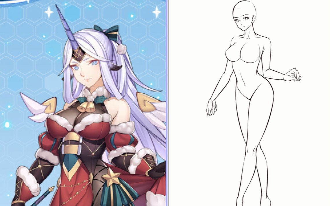 二次元人物立绘线稿绘制过程