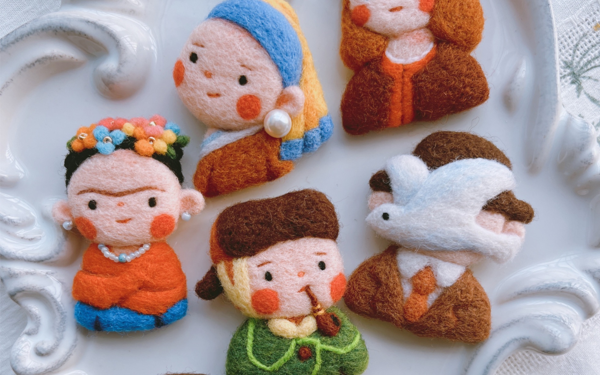 q版世界名画羊毛毡胸针