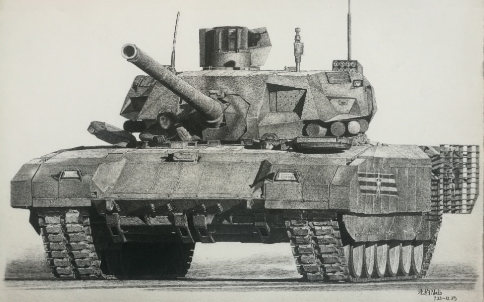 手绘俄罗斯t14阿玛塔主战坦克