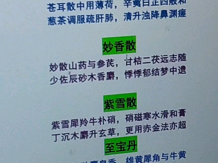 [图]汤头歌诀214-219辛夷散苍耳散妙香散紫雪散至宝丹万氏牛黄丸