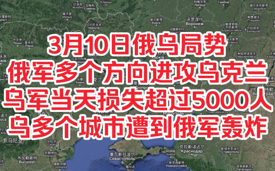 再探再报,3月10日俄乌局势,俄军多个方向进攻乌克兰,乌军当天损失超过5000人,乌多个城市遭到俄军轰炸哔哩哔哩bilibili