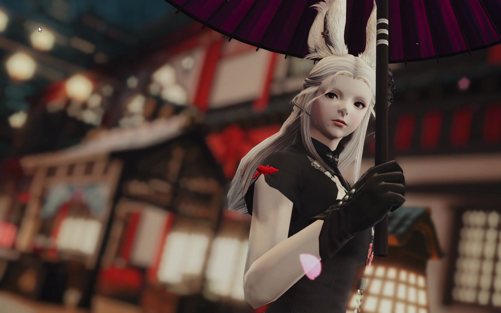 【ff14】动态壁纸-暴雨的黄金港为你撑伞的兔娘