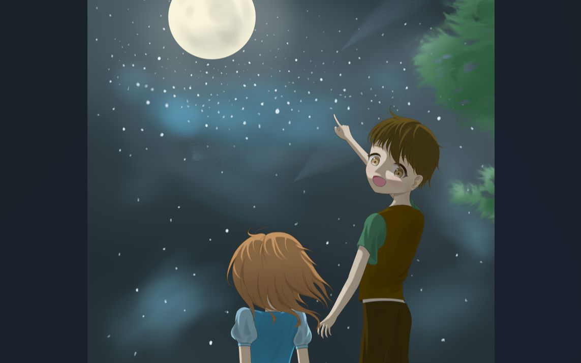 【板绘/to the moon】找到它啦,兔子星座!