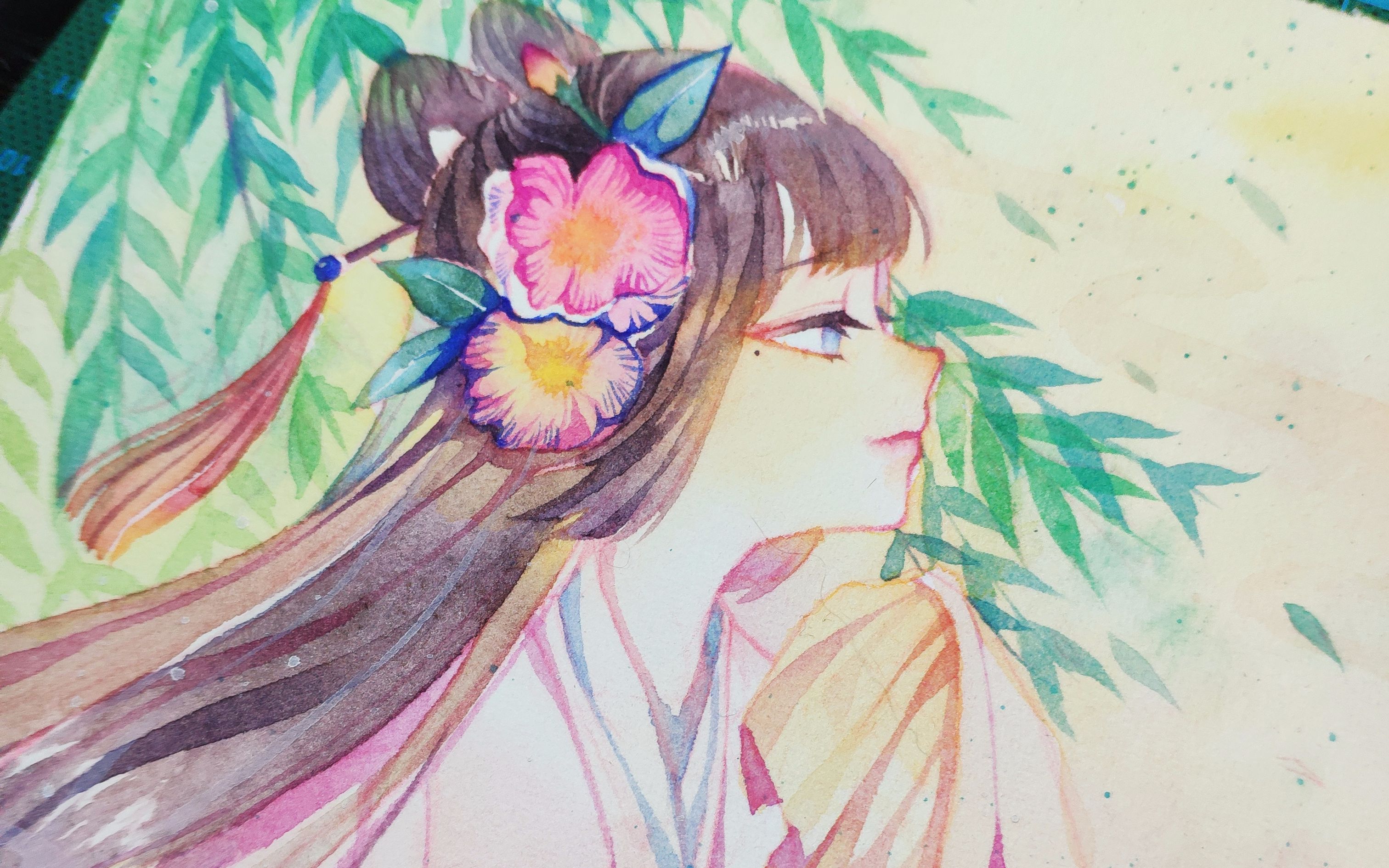 【水彩】久违的画一个古装mm【angel妖杂物堆粉丝水彩绘画活动】_哔哩