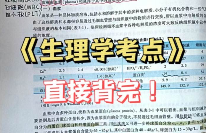 【最新生理学笔记考点事业单位E类大学生期末考试医学生期末考试考前冲刺复习冲刺背诵考点选择生理学考前冲刺复习巩固执业医师考试】哔哩哔哩bilibili