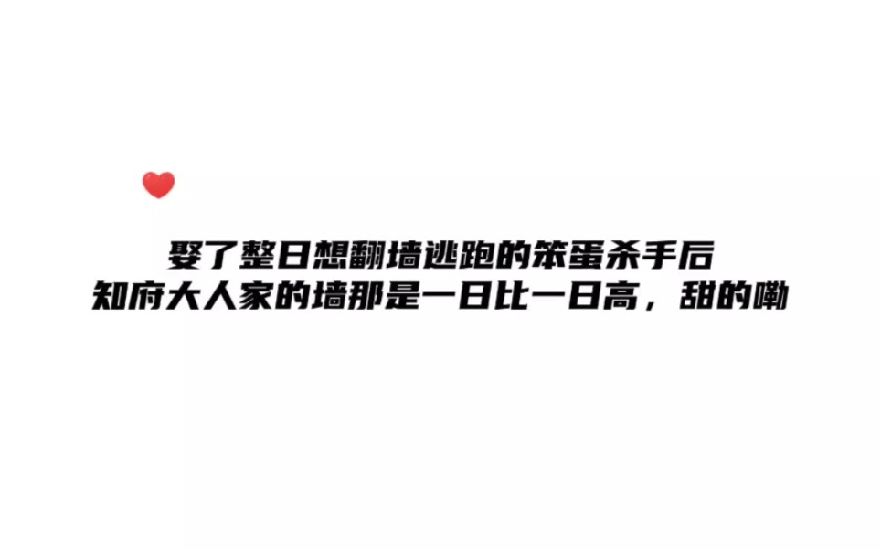 娶了整日想翻墙逃跑的笨蛋杀手后,知府大人家的墙那是一日比一日高,甜的嘞哔哩哔哩bilibili