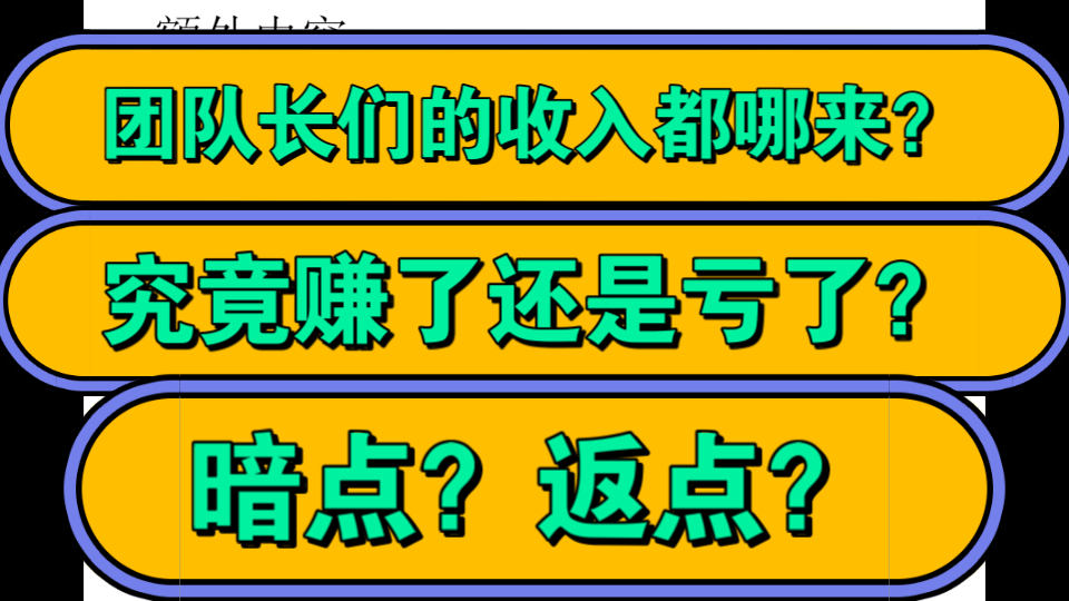 聊聊团队长们的收入构成,暗点返点?究竟有多少内幕哔哩哔哩bilibili