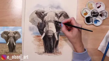 水彩画（象） Eng sub] 5min Easy Watercolor | African Elephant - YouTube