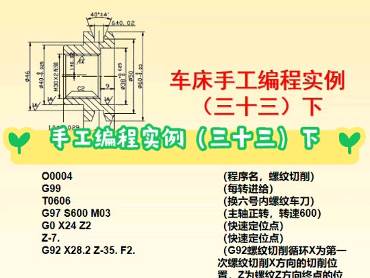 车床手工编程实例(三十三)下篇#数控车床#车床加工#车床编程哔哩哔哩bilibili