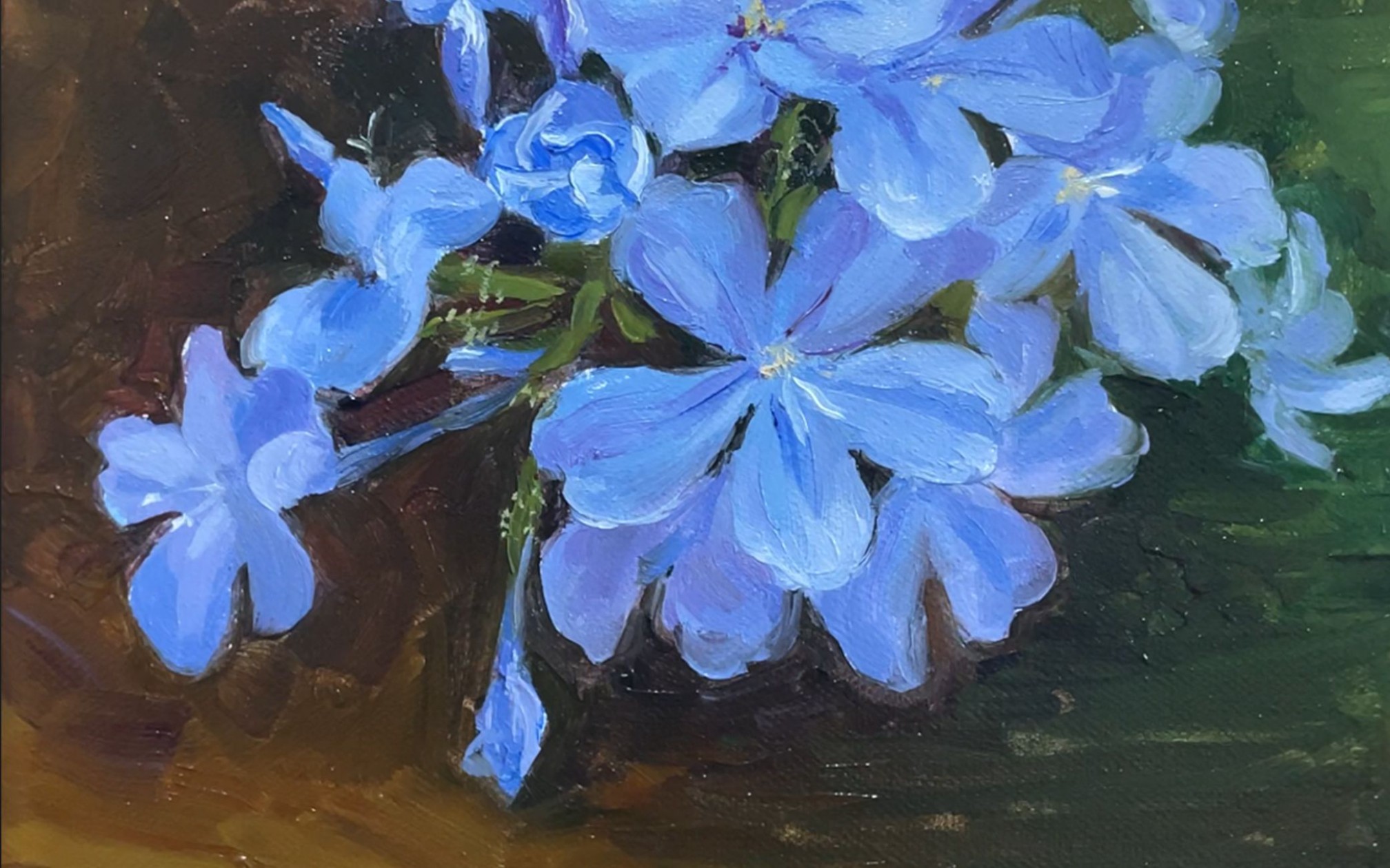 【油画】蓝雪花