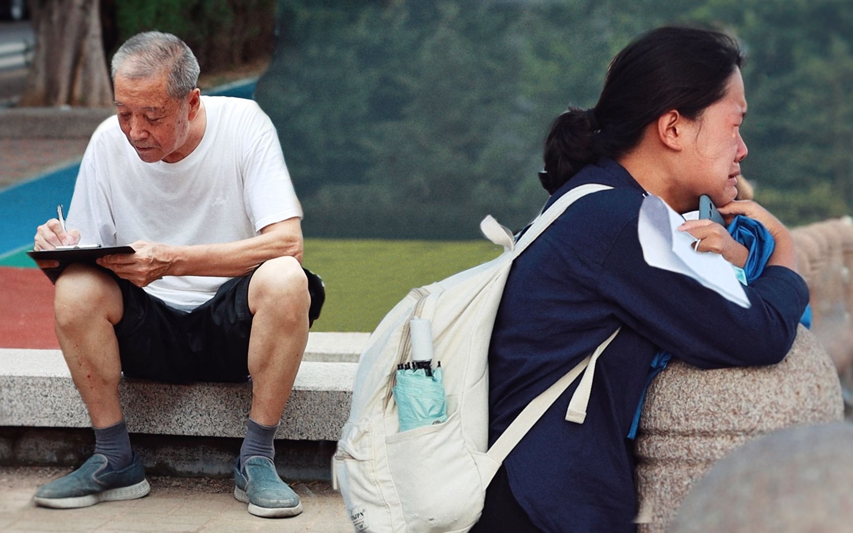 [图]收到一位陌生老人写的纸条，女孩哭到抽泣