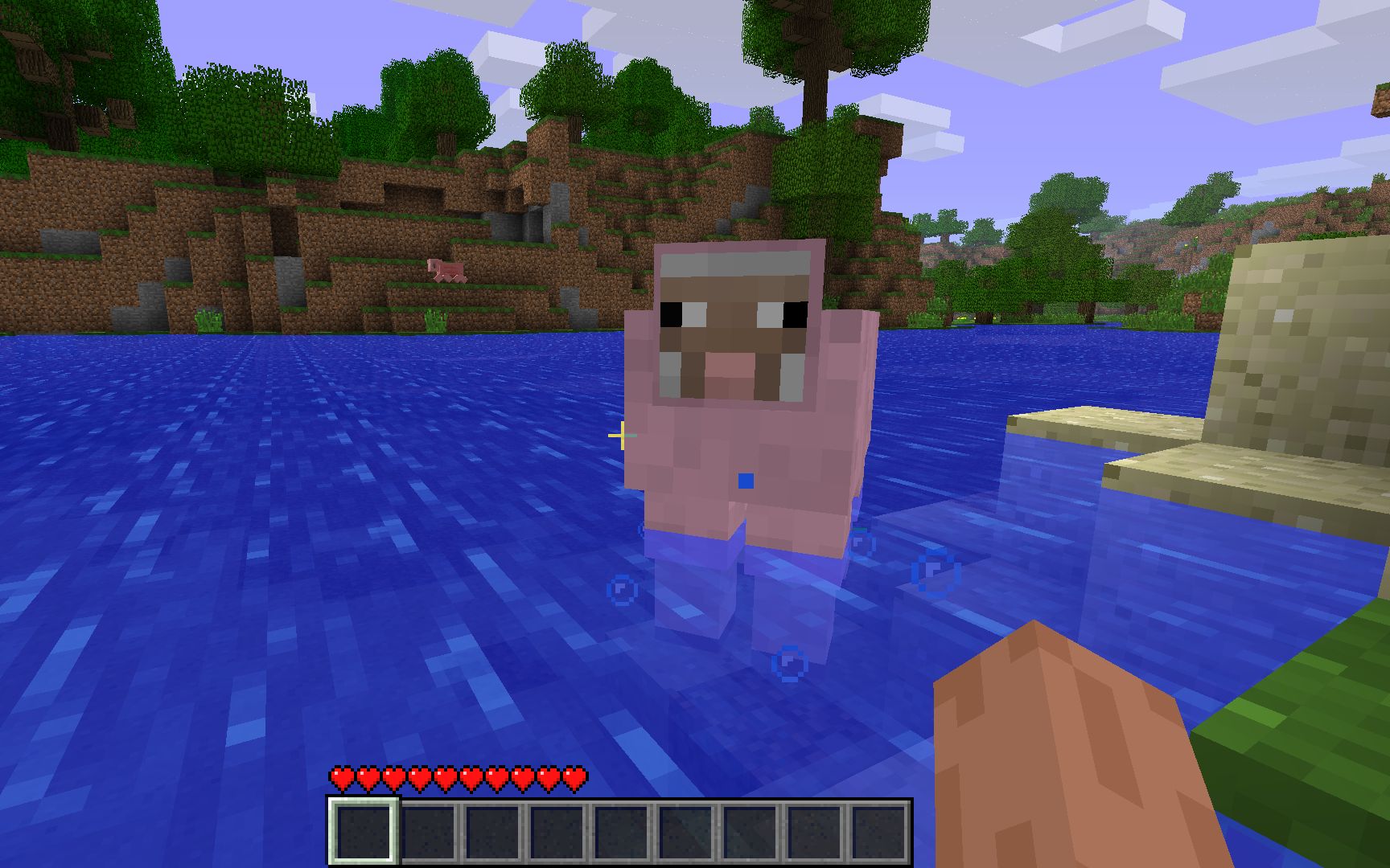 我在minecraft的标题画面的种子里发现了粉色的羊!