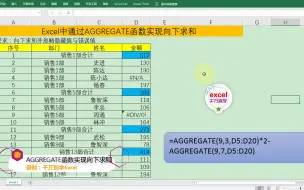 Download Video: Excel中通过AGGREGATE函数实现向下求和