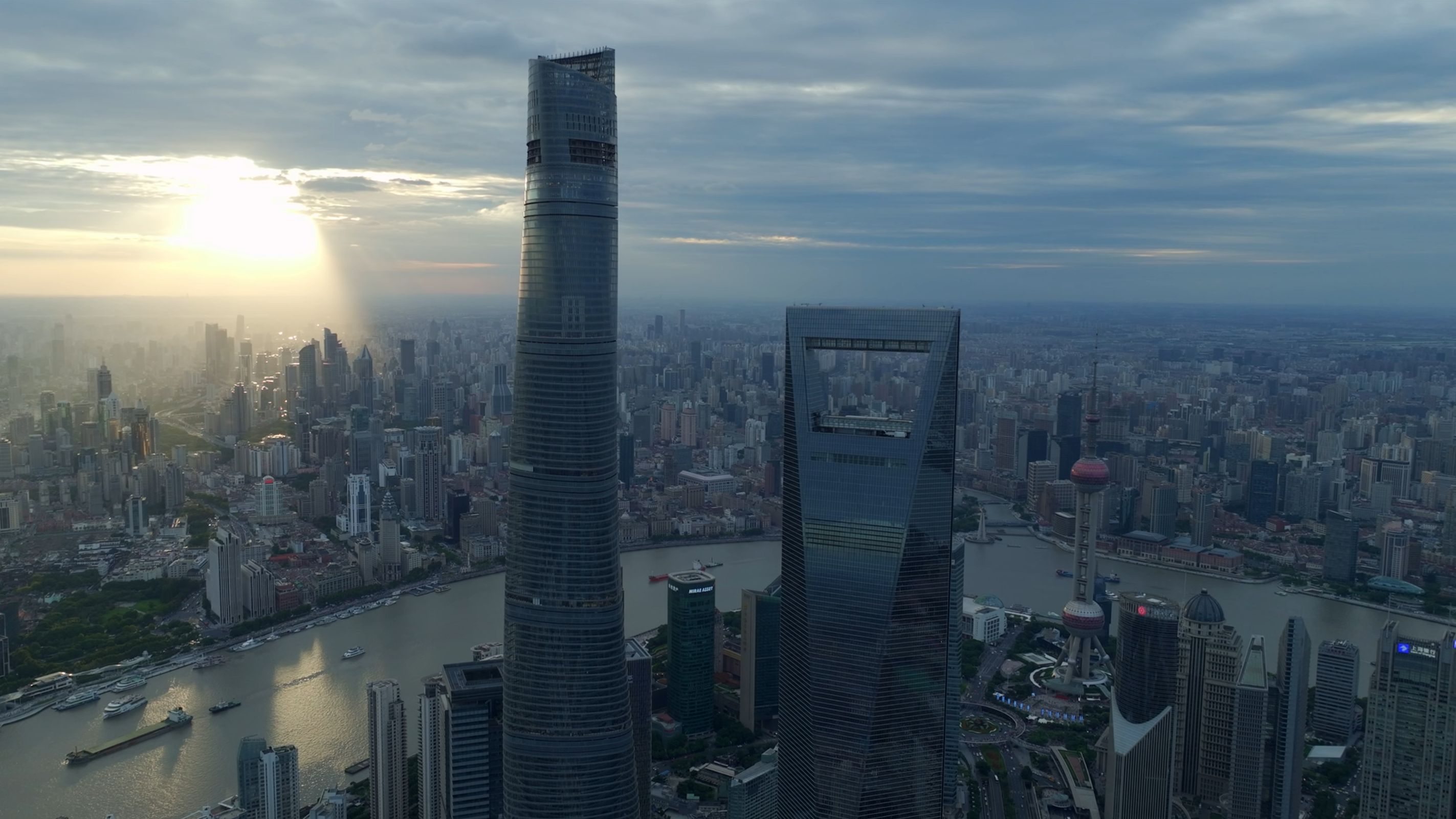 上海市中心鸟瞰图图片