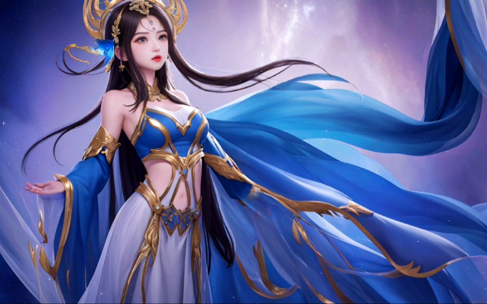 ai绘画:第三期丨2.5d古风少女蓝色风格