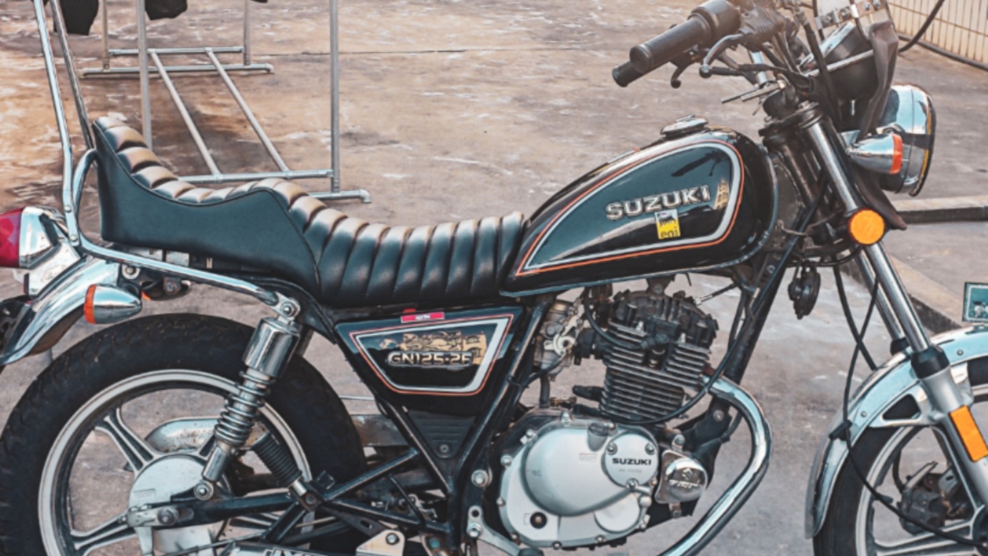 gn125新品暴走族chopper风格改装坐垫实拍展示!