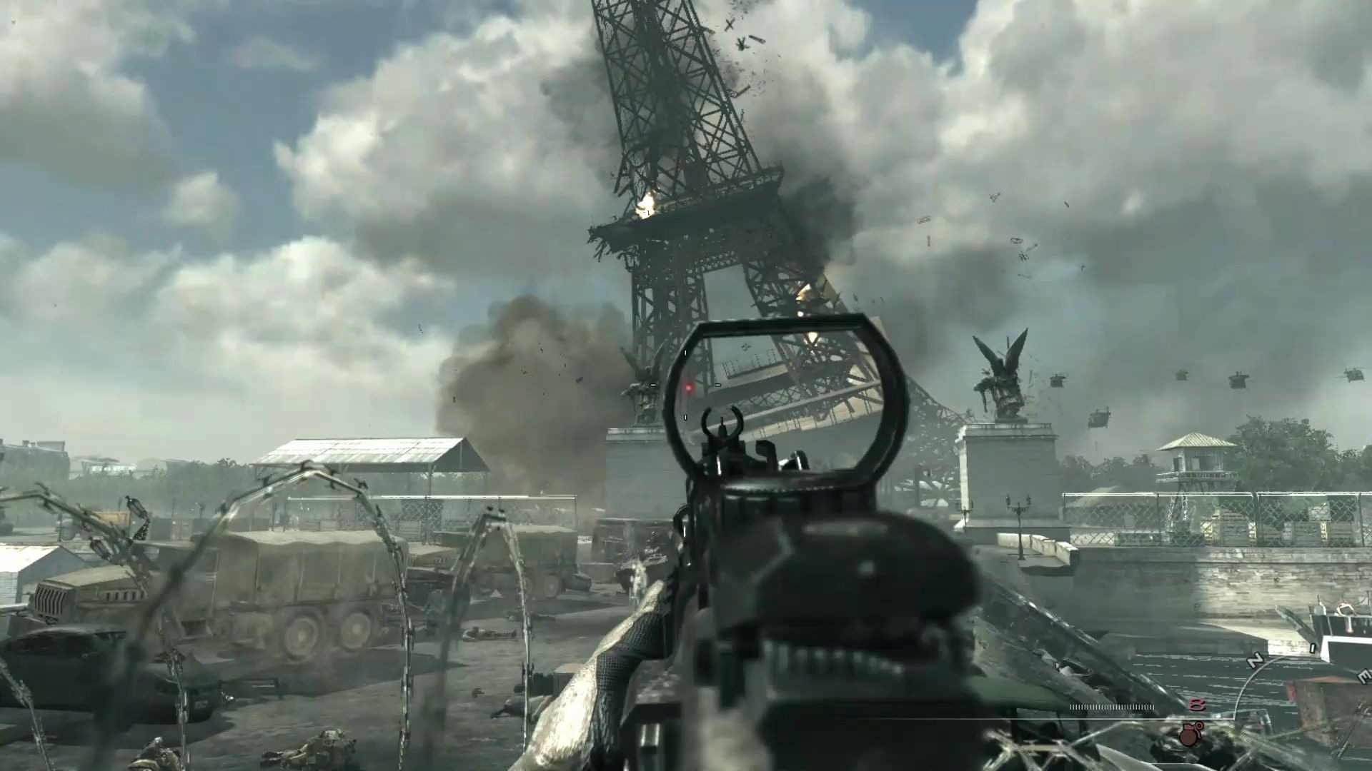 使命召唤8经典镜头埃菲尔铁塔倒塌真实游戏画面