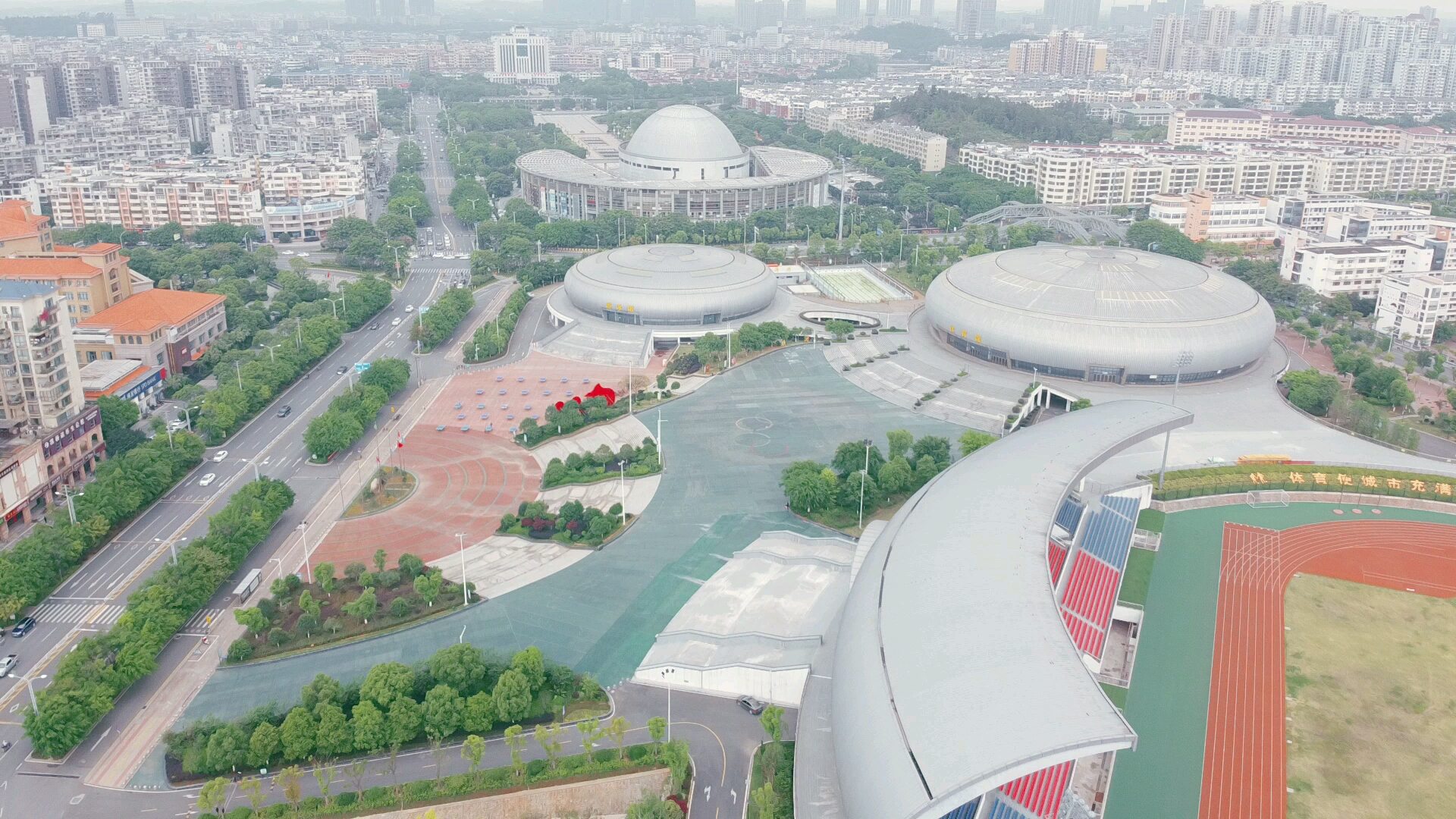 空中看南康,南康体育公园,南康文化艺术中心