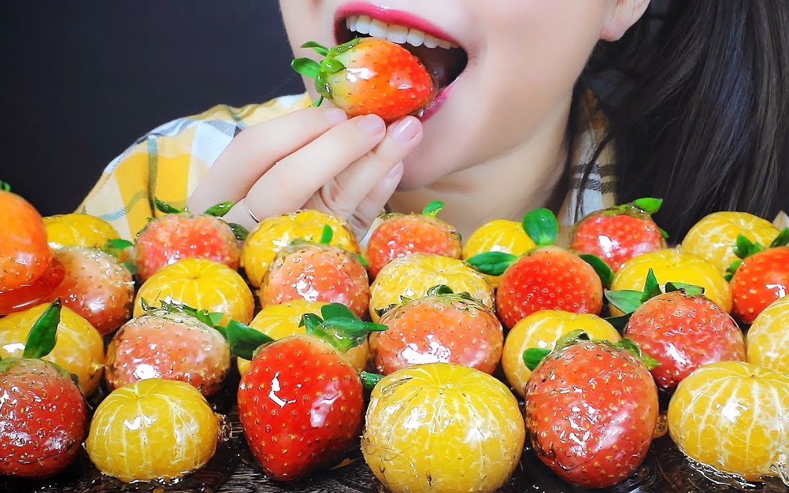 【linh】吃播 冰糖水果(草莓&橘子)_哔哩哔哩 (゜-゜)つロ 干杯~-bili