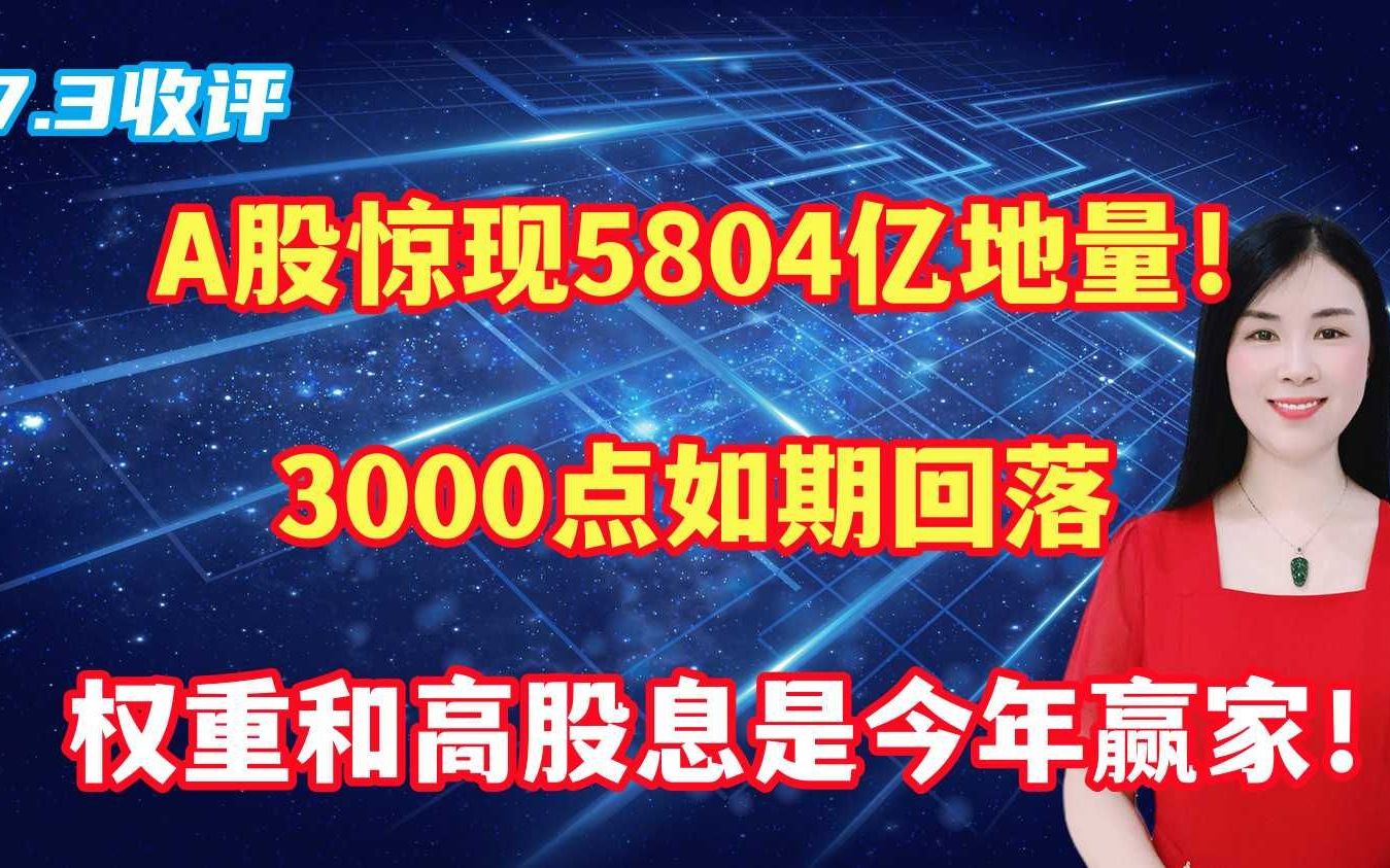 A股惊现5804亿地量!3000点如期回落,权重和高股息是今年赢家!哔哩哔哩bilibili