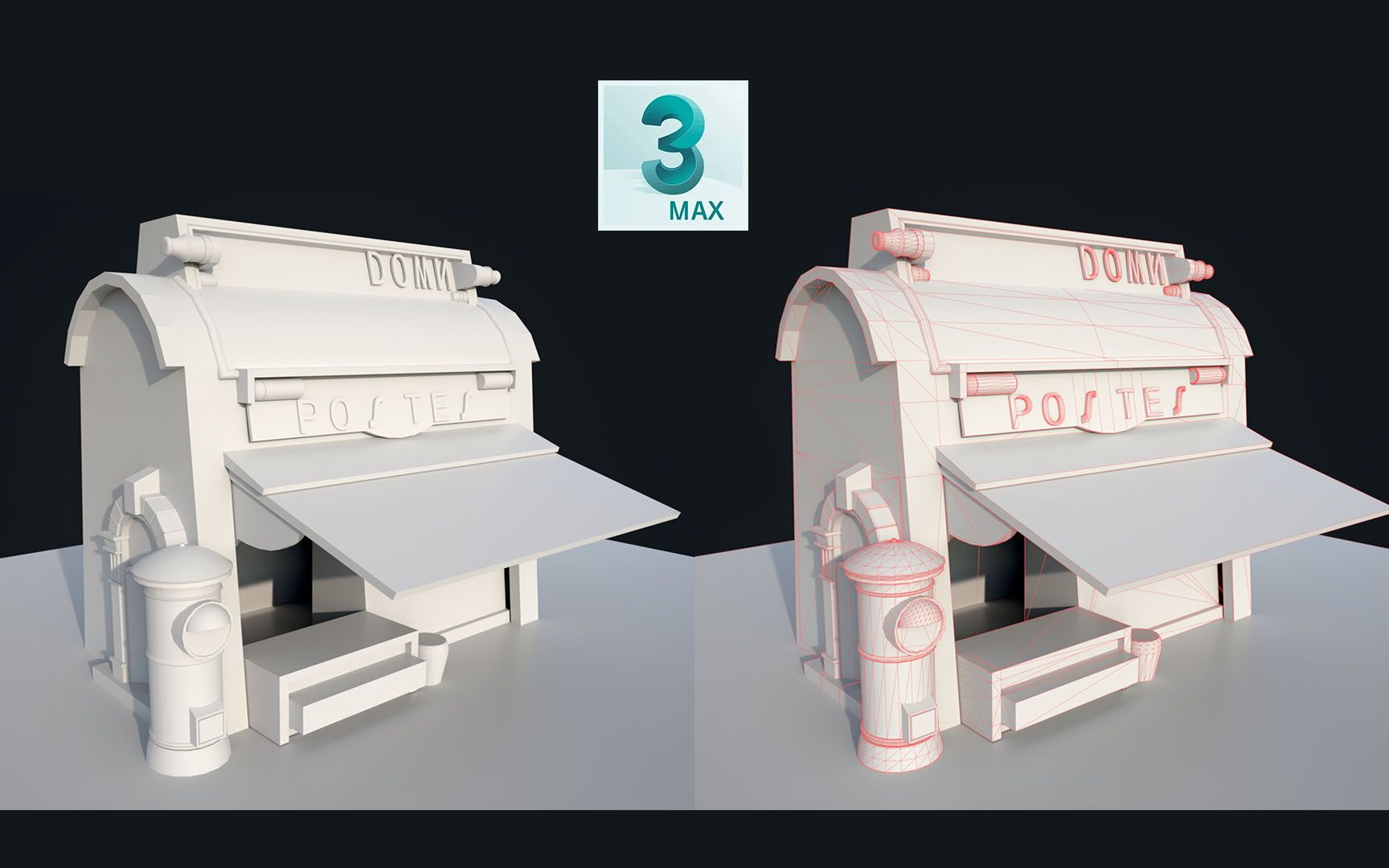 3dmax案例制作小房子,3d建模次世代场景,游戏建模,模型布线卡线技巧